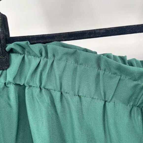 Emerald Green Pull-On Paperbag Waist Wide Leg Pants 4XL High Rise Lightweight - Picture 7 of 10